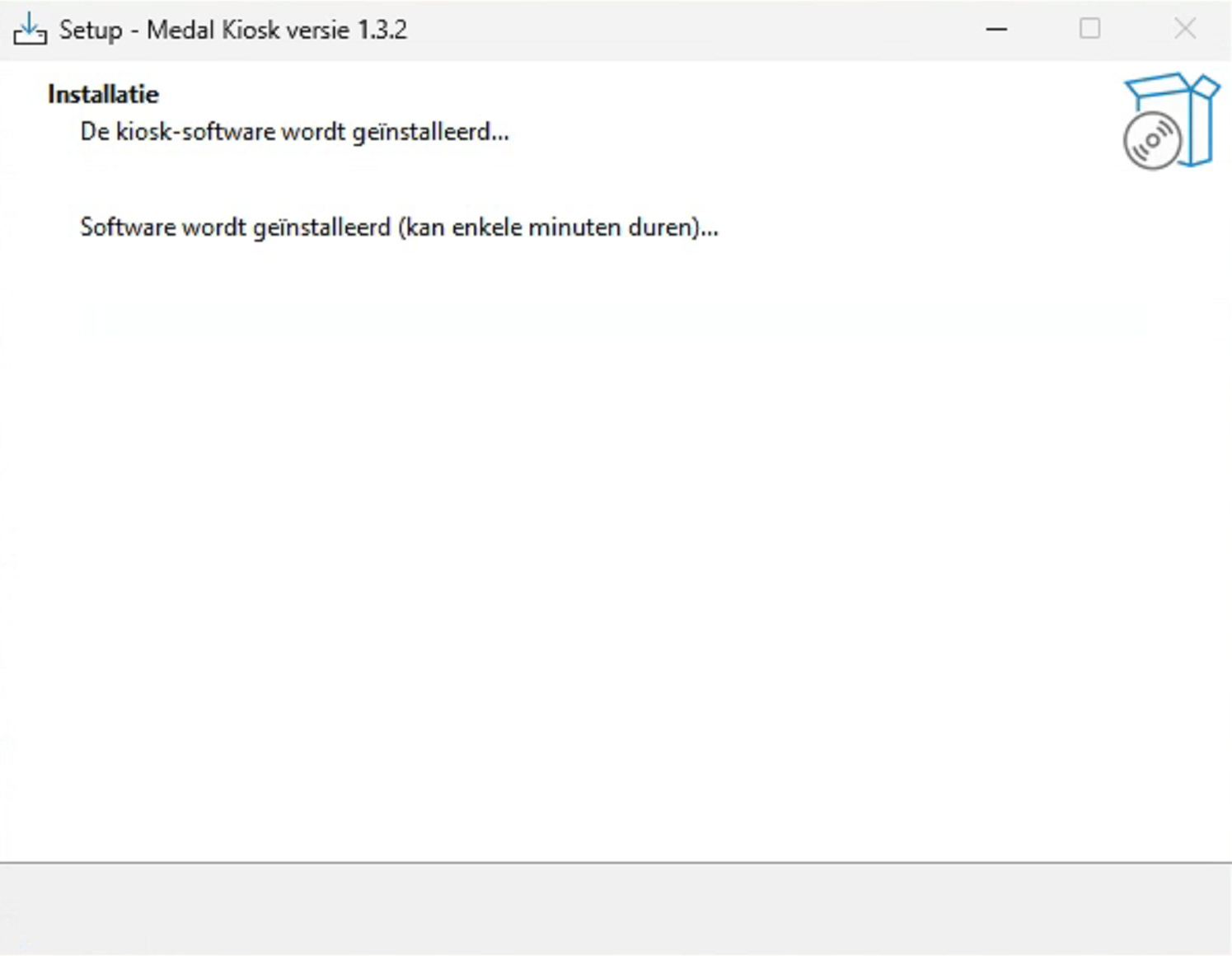 De kiosk-software wordt geïnstalleerd